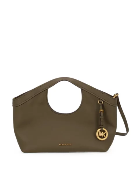 Kožna shopper torbica Michael Michael Kors s volanima zelena