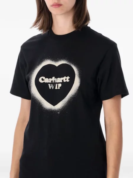 Тениска Carhartt Wip с принт със сърца черно
