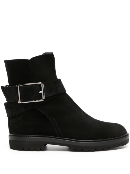 Cizme scurte Manolo Blahnik din piele de căprioară cu cataramă negru