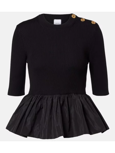 Cu peplum pulover Patou de lână negru