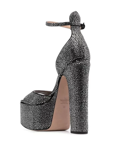 Sandale Valentino Garavani cu platformă de cristal negru