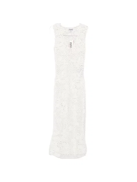 Rochie maxi Ganni cu model floral cu aplicații alb