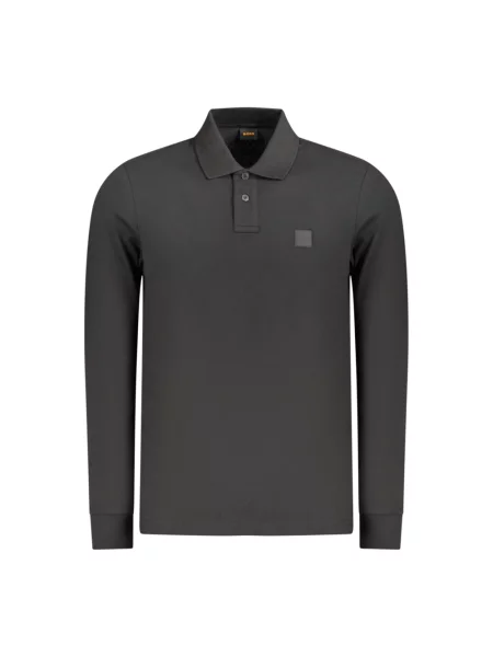 Koszulka polo Boss Orange z długim rękawem retro czarna