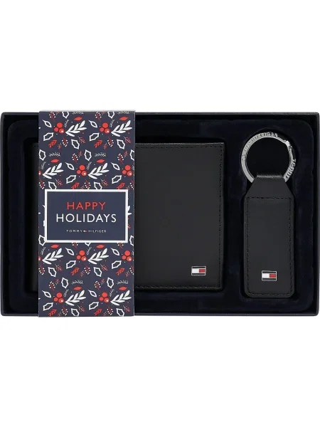 Tommy Hilfiger De piele portofel + breloc negru