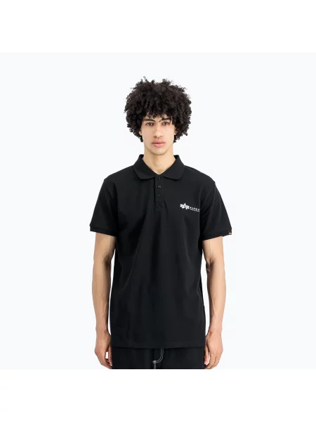Tričko Alpha Industries Basic Polo Small Logo black bílé