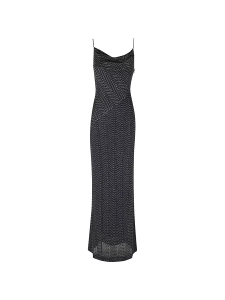 Lung rochie Missoni cu glugă albastru