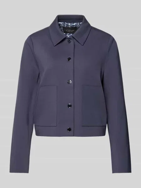 Krótki żakiet o kroju regular fit z mieszanki S.oliver Black Label granatowa