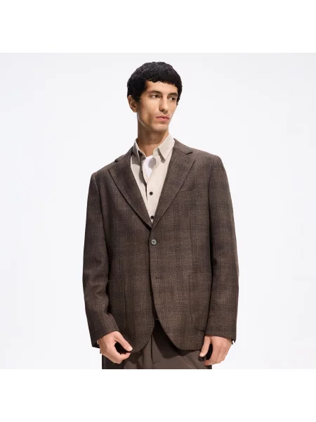 Reserved Kockás slim fit blézer barna