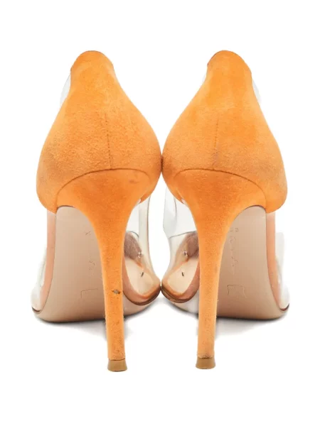 Pantofi cu toc Gianvito Rossi din piele de căprioară portocaliu