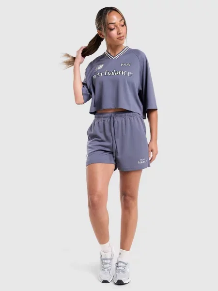 New Balance T-Shirt Cropped Sports Jersey granatowa