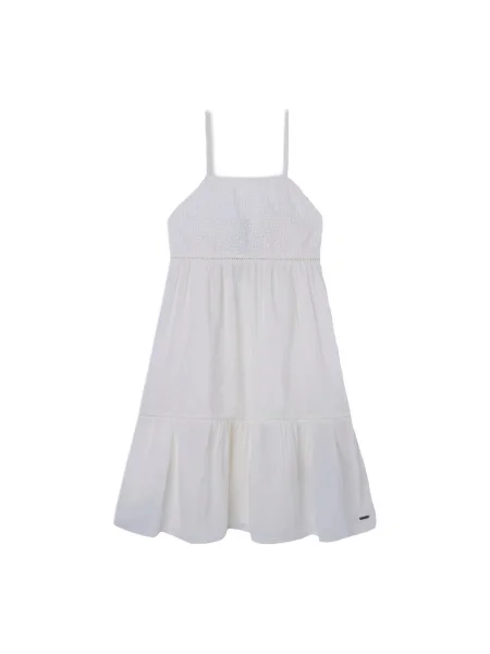Rochie din denim copii Pepe Jeans alb