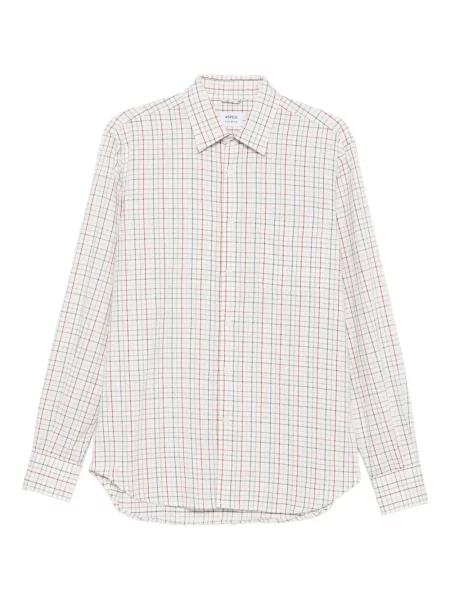 Vunena košulja Aspesi karirana bijela