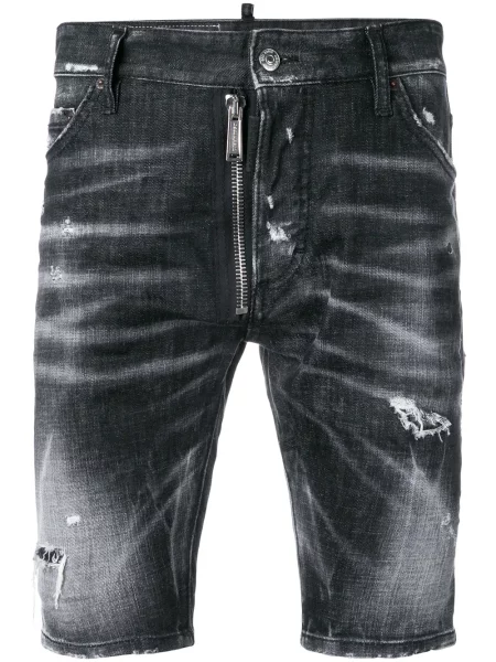Pantaloni scurți din denim Dsquared2 zdrențuiți negru