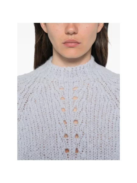 Sweter Twinset wełniany z nadrukiem niebieski