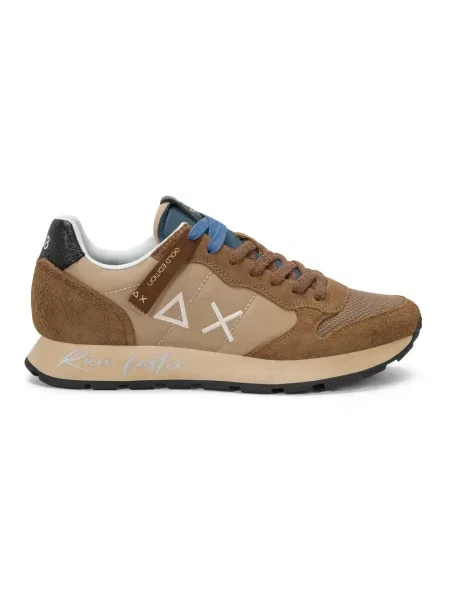 Sneakersy Sun68 skórzane retro brązowe