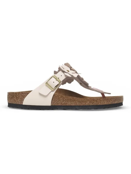 Pantofi Birkenstock cu model floral alb