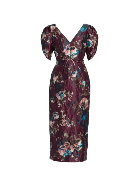 Rochie midi Erdem din satin cu model floral violet