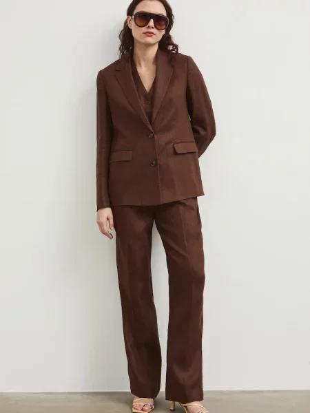 Medicine pantaloni straight pentru femei din in maro