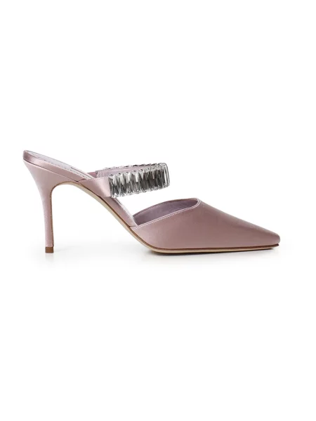 Klapki Manolo Blahnik skórzane różowe