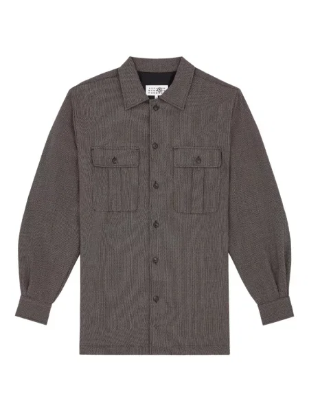 Mała sukienka koszulowa Mm6 Maison Margiela wełniana garniturowa szara