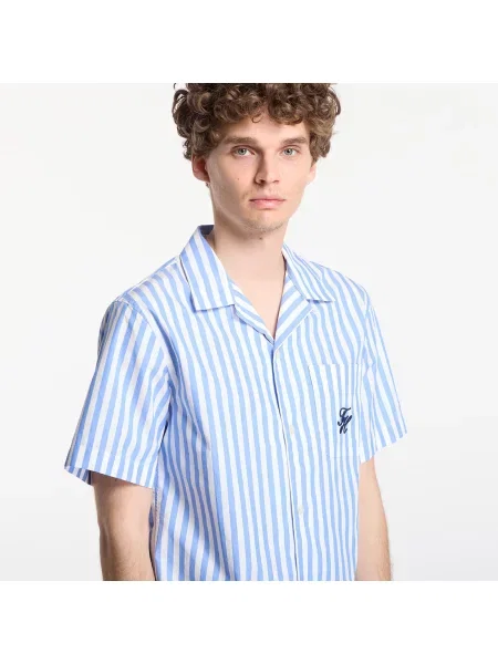 Πουκάμισο Tommy Hilfiger Regular Fit Paper Touch Short Sleeve Shirt Blue Spell/ Stripe M μπλε