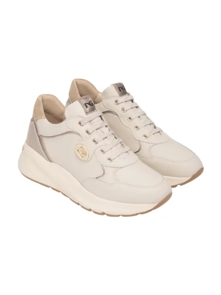Sneakersy Nerogiardini skórzane beżowe