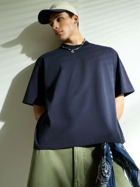 Bershka Tričko námornícka modrá