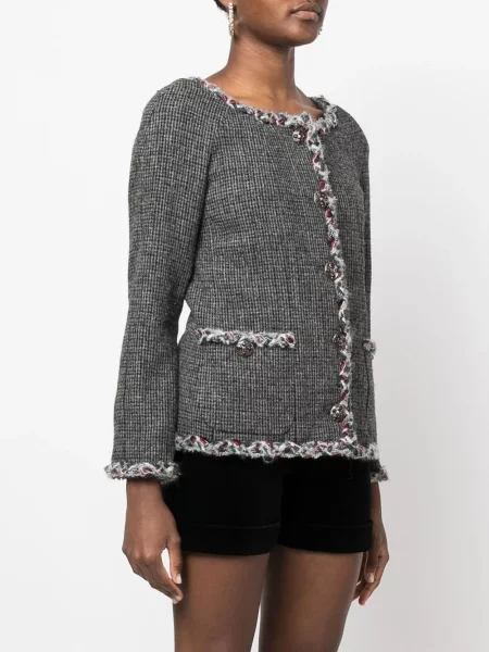 Vlněná bunda Chanel Pre-owned šedá