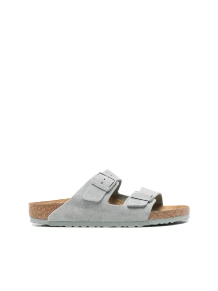 Klapki Birkenstock skórzane zielone