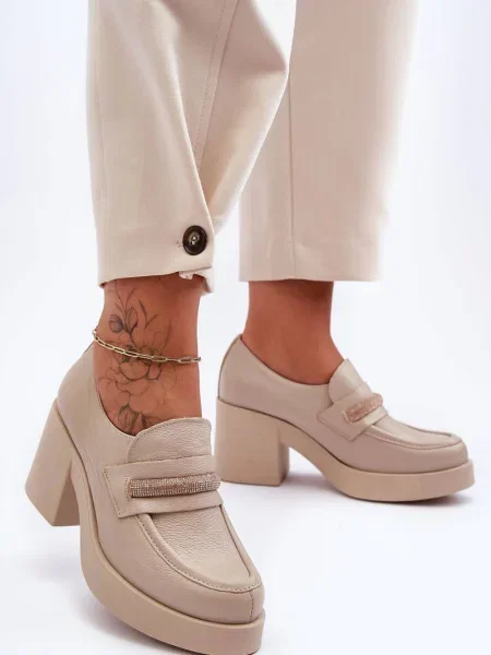 Pantofi cu toc Boto din piele cu toc înalt maro