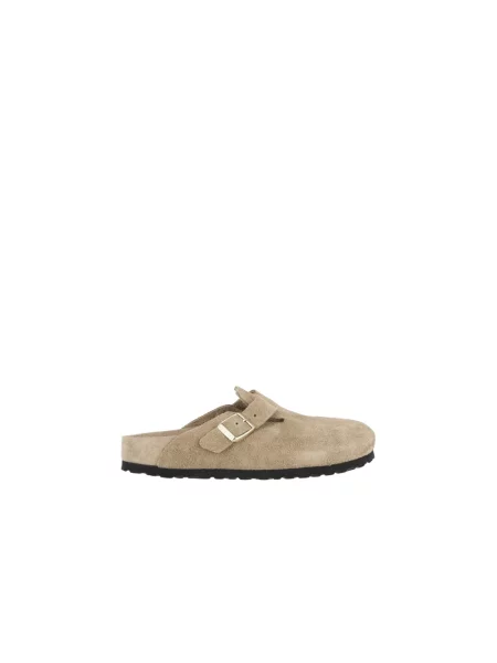 Klapki Birkenstock zamszowe beżowe