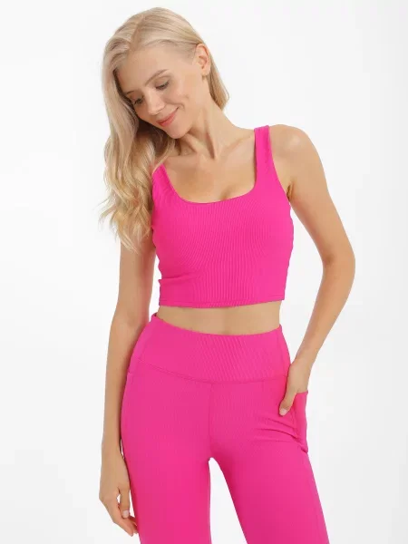 Топ спортивний Skechers GO Flex Rib Longline малиновий нейлон/спандекс