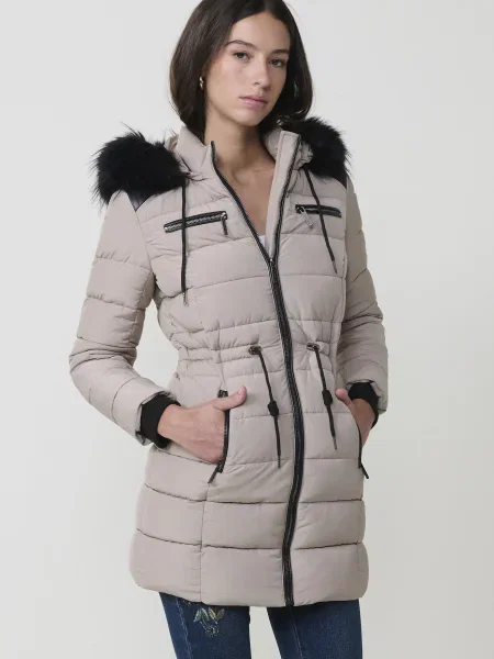 KOROSHI Geacă de iarnă ecru negru