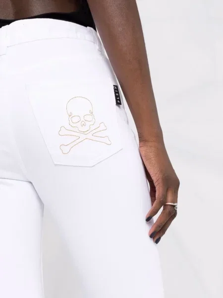 Zvonové džíny Philipp Plein s vysokým pasem bílé