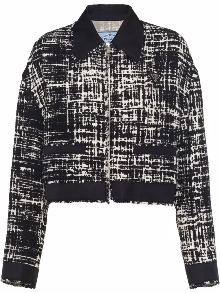 Geacă Prada din tweed negru