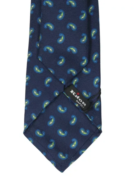 Cravată Kiton cu model paisley albastru