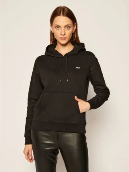 Tommy Jeans Bluză Fleece Hoodie negru