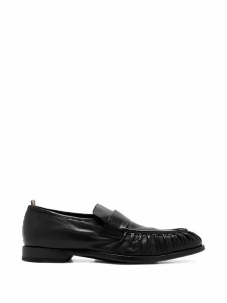 Pantofi loafer Officine Creative din piele cu volane negru