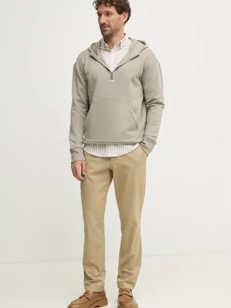 Calvin Klein bluza z kapturem gładka beżowy