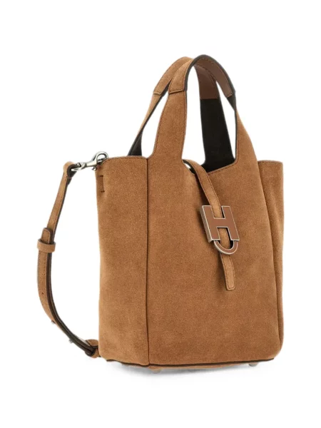 Geantă shopper Hogan din piele de căprioară maro