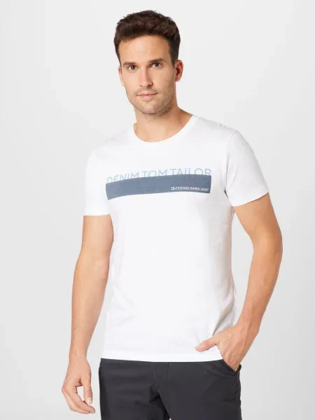 TOM TAILOR DENIM Tričko čierna / námornícka modrá biela