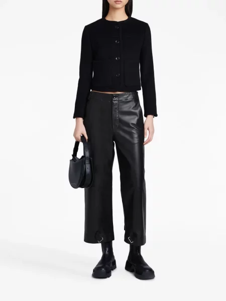 Iš natūralios odos kelnės Proenza Schouler White Label apkarpytas balta