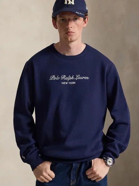 Polo Ralph Lauren pulover z bombažem modra
