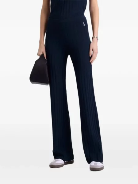 Pantaloni Sporty & Rich cu broderie tricotate albastru