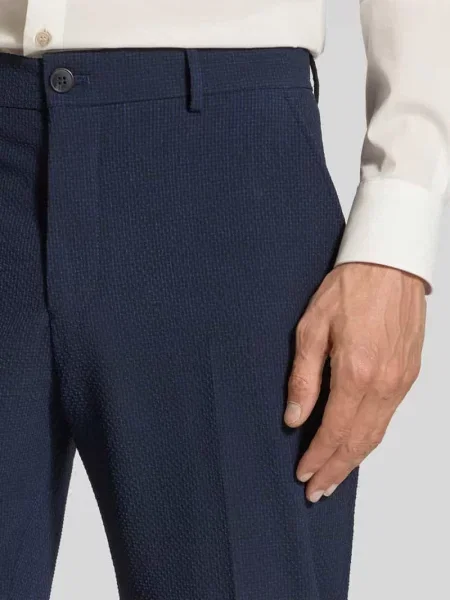 Spodnie do garnituru o kroju slim fit w kant model ‘JOSE’ Selected Homme granatowe