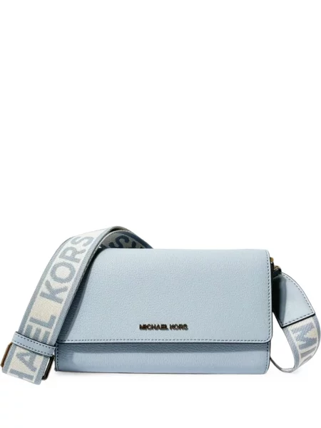 Geanta crossbody Michael Kors cu bretele cu autograf albastru