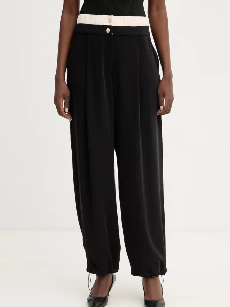 Hlače Liu Jo široke visoki struk crna