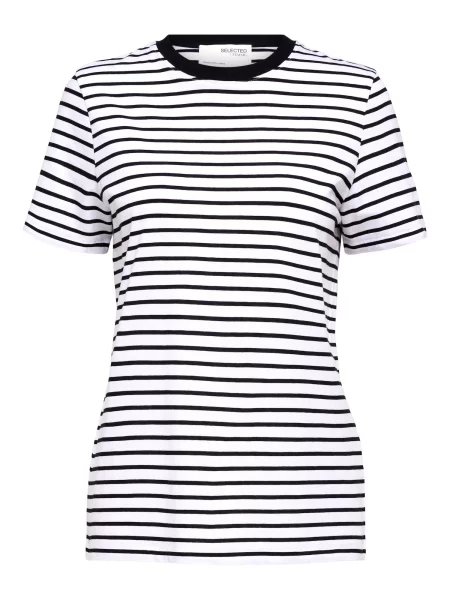 SELECTED FEMME Tricou negru alb