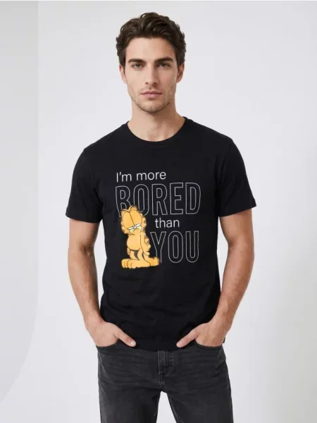 Sinsay tričko s krátkým rukávem Garfield černá