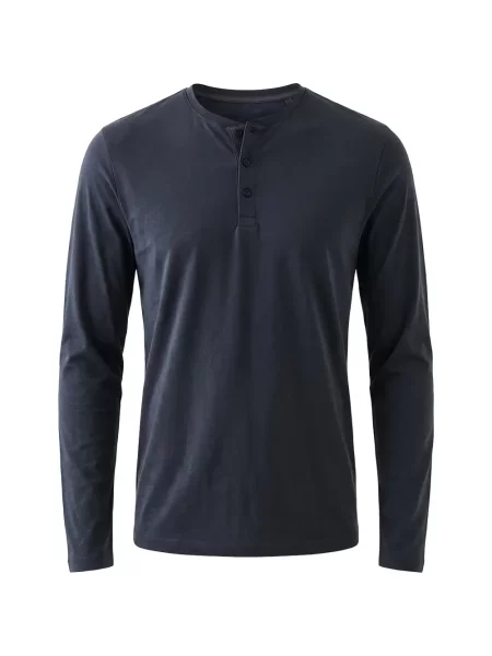 Tricou Patrick Assaraf cu guler henley albastru